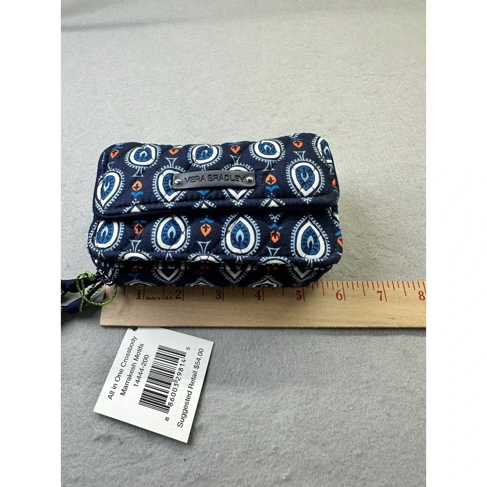 Vera Bradley All In OneCrossbodyWristletWallet Marrakesh Motifs Blue Paisley NWT